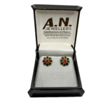 Ruby Emerald Floral Studs Earrings