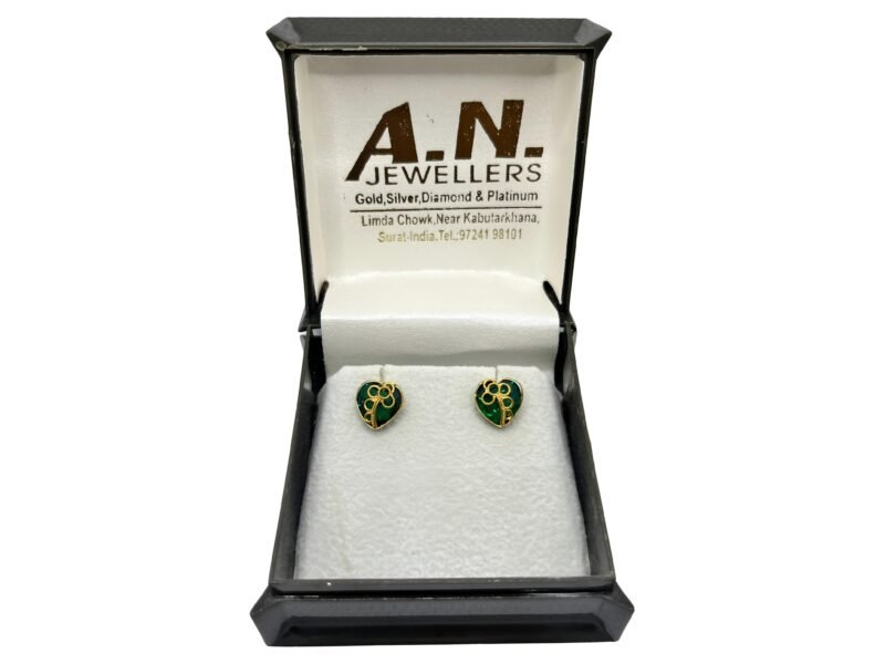 Emerald Heart Stud Earrings