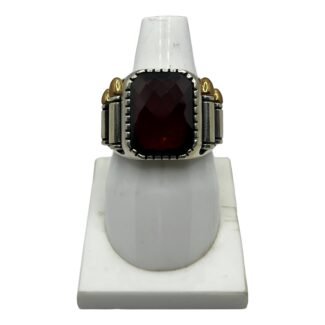 Turkish-Style Silver Ring with Deep Red Gemstone
